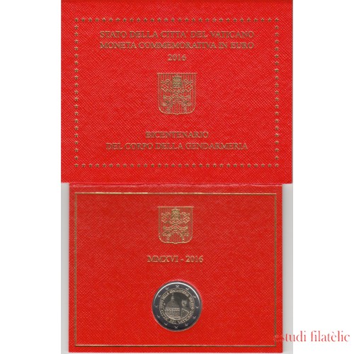 Vaticano 2016 Cartera Oficial Moneda 2 € euros Bicentenario Gendarmería 