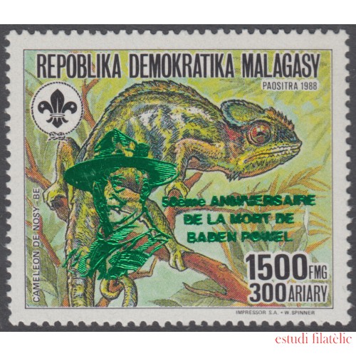 Madagascar 1158 1988 Av. Baden Powel Boy Scout Sobrecargado Fauna 