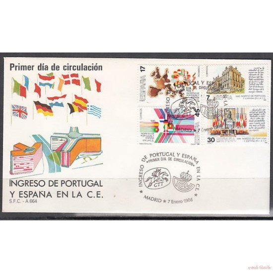 España Spain Emisión conjunta 1986 SPD España - Portugal Europa Sobre Primer Día España Spain Emisión conjunta 1986 SPD España - Portugal Europa Sobre Primer Día
