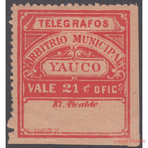Puerto Rico Telégrafos Municipales YAUCO nº 58 1888 MH