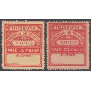 Puerto Rico Telégrafos Municipales YAUCO nº 57/58 1888 MH