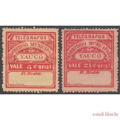 Puerto Rico Telégrafos Municipales YAUCO nº 57/58 1888 MH