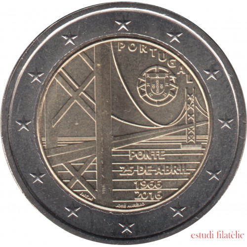 Portugal 2016 2 € euros conmemorativos Av. 25 de abril Puente 
