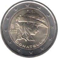 Italia 2016 2 € euros conmemorativos 550º Av muerte Donatello
