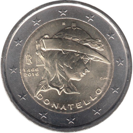 Italia 2016 2 € euros conmemorativos 550º Av muerte Donatello Italia 2016 2 € euros conmemorativos 550º Av muerte Donatello