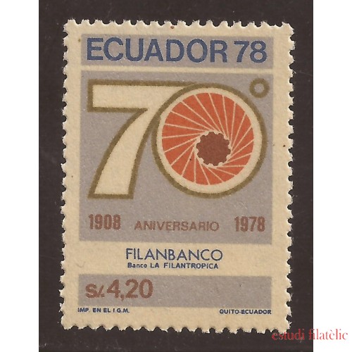 Ecuador 976 1978 70 Aniversario Filanbanco MNH