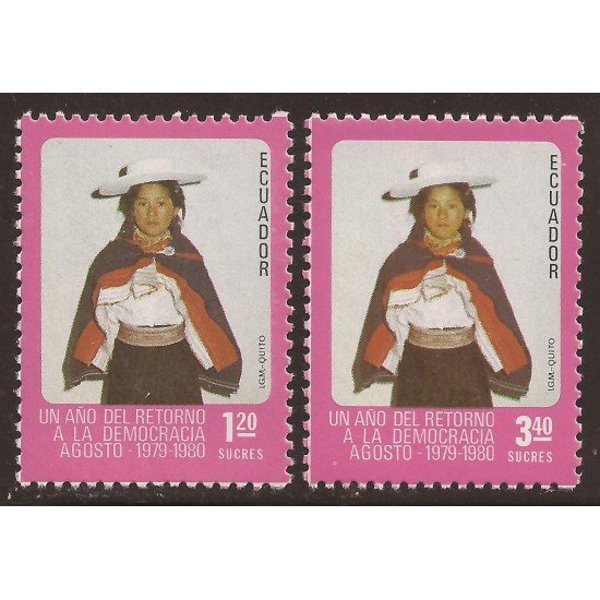 Ecuador 1002/03 1980 Retorno a la Democracia MNH Ecuador 1002/03 1980 Retorno a la Democracia MNH