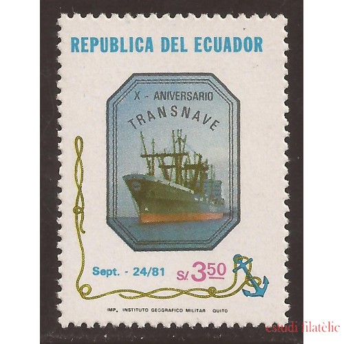 Ecuador 1019 1982 Fundación Mar´tima Transnave Barco Boat MNH