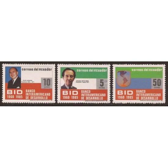 Ecuador 1111/13 1986 BID Banco Interamericano Desarrollo MNH Ecuador 1111/13 1986 BID Banco Interamericano Desarrollo MNH