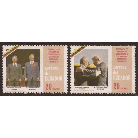 Ecuador 1122/23 1986 Presidentes Colombia y Ecuador Betancourt Febres MNH Ecuador 1122/23 1986 Presidentes Colombia y Ecuador Betancourt Febres MNH