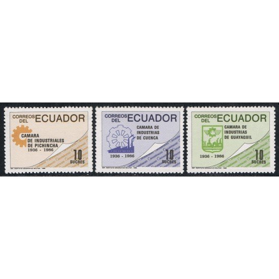 Ecuador 1127/29 1986 Camáras de Comercio e Industia Pichincha MNH Ecuador 1127/29 1986 Camáras de Comercio e Industia Pichincha MNH