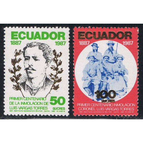 Ecuador 1135/36 1988 Cº Inmolación Luis Vargas Torres Military MNH Ecuador 1135/36 1988 Cº Inmolación Luis Vargas Torres Military MNH