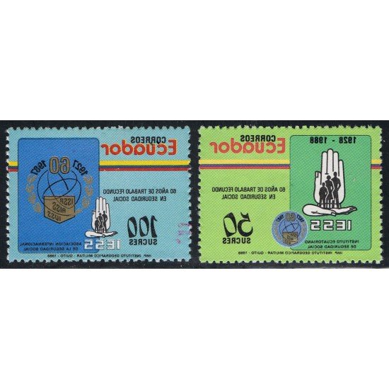 Ecuador 1140/41 1988 60 Aniv. Seguridad Social MNH Ecuador 1140/41 1988 60 Aniv. Seguridad Social MNH