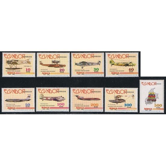 Ecuador 1145/53 1988 60 Aniv. Avianca Avión MNH Ecuador 1145/53 1988 60 Aniv. Avianca Avión MNH