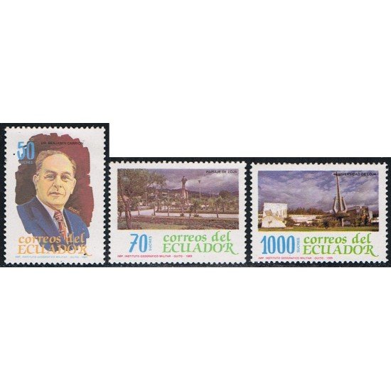 Ecuador 1174/76 1989 Benjamín Carrion Mora Universidad Loja MNH
