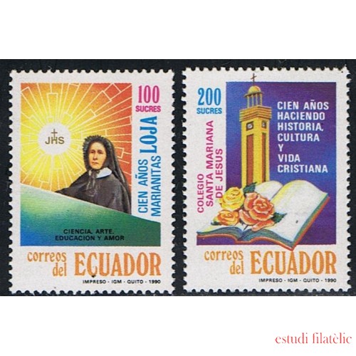 Ecuador 1201/02 1990 Cº Maristas de Loja Rosas Flower MNH