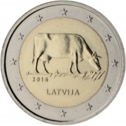 Letonia 2016 2 € euros conmemorativos Sector agrario Vaca 