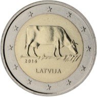 Letonia 2016 2 € euros conmemorativos Sector agrario Vaca
