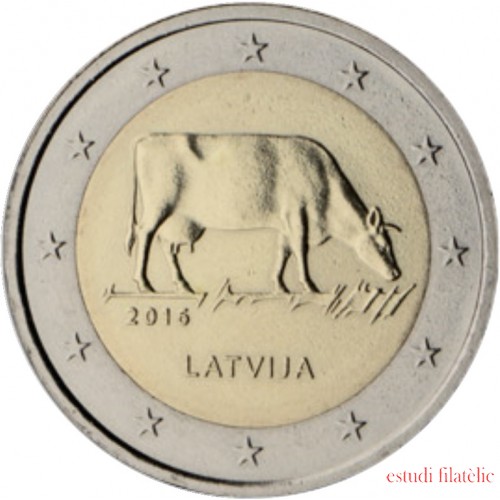 Letonia 2016 2 € euros conmemorativos Sector agrario Vaca 