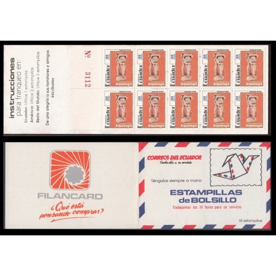 Ecuador C1228/30 1991 carnet Booklet arqueología archeology precolombina en carnet MNH Ecuador C1228/30 1991 carnet Booklet arqueología archeology precolombina en carnet MNH