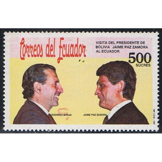 Ecuador 1237 1991 Visita Presidente Bolivia Jaime Paz Zamora MNH Ecuador 1237 1991 Visita Presidente Bolivia Jaime Paz Zamora MNH