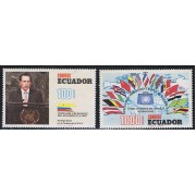 Ecuador 1238/39 Vista Presidente Rodrigo Borja a Naciones Unidas Flag MNH 