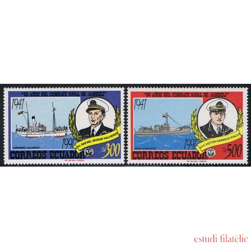 Ecuador 1248/49 1992 50 Aniversario Batalla Naval Jambeli barco ship MNH 