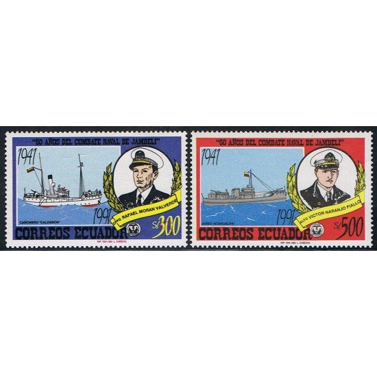 Ecuador 1248/49 1992 50 Aniversario Batalla Naval Jambeli barco ship MNH Ecuador 1248/49 1992 50 Aniversario Batalla Naval Jambeli barco ship MNH