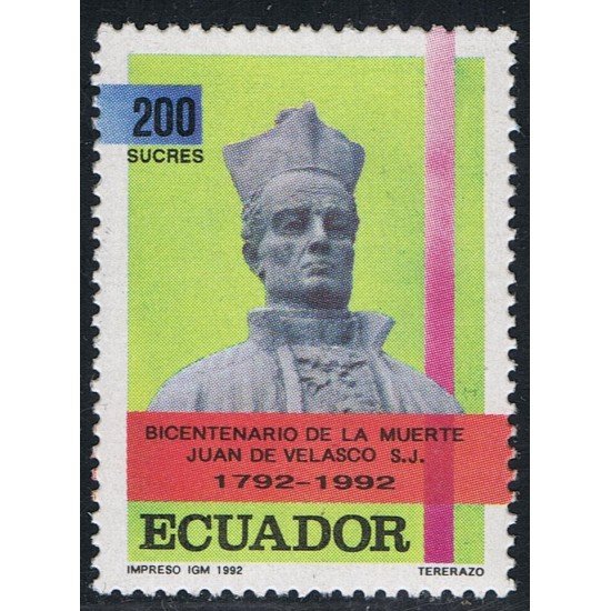 Ecuador 1259 1992 Bicentenario Muerte Juan de Velasco MNH Ecuador 1259 1992 Bicentenario Muerte Juan de Velasco MNH