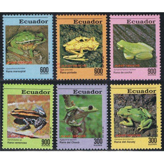 Ecuador 1260/65 1993 Fauna Rana Frog Agalchnis Atelopus Hyla MNH Ecuador 1260/65 1993 Fauna Rana Frog Agalchnis Atelopus Hyla MNH