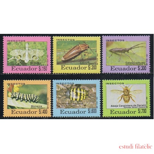Ecuador 1270/75 1993 Fauna Insectos Fulgora SEmiotus Taeniotes MNH 