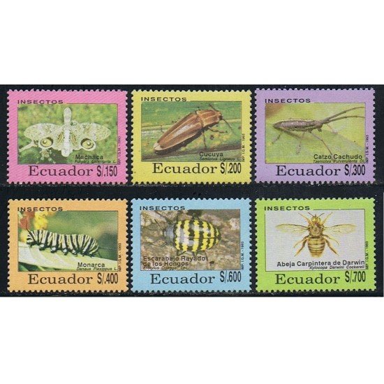 Ecuador 1270/75 1993 Fauna Insectos Fulgora SEmiotus Taeniotes MNH