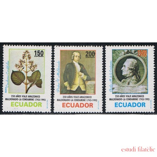 Ecuador 1279/81 1993 250 Aniv Viaje Amazónico Maldonado Condomine Flora MNH