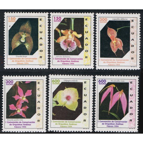 Ecuador 1293/98 1994 Convención Protección Orquídeas orchids Andes MNH Ecuador 1293/98 1994 Convención Protección Orquídeas orchids Andes MNH