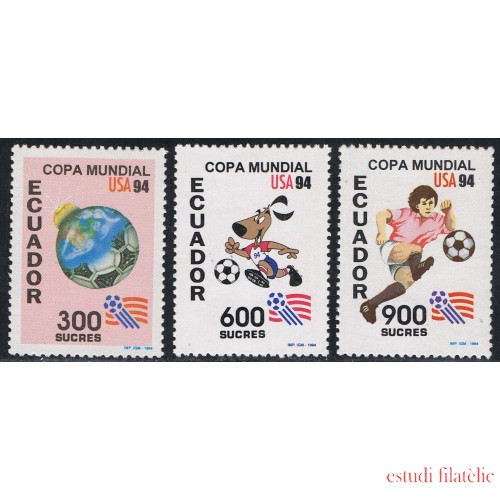 Ecuador 1300/02 1994 Copa Mundo Fútbol Football USA Fauna Dog Perro MNH 