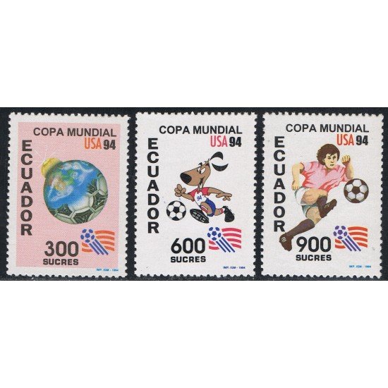 Ecuador 1300/02 1994 Copa Mundo Fútbol Football USA Fauna Dog Perro MNH Ecuador 1300/02 1994 Copa Mundo Fútbol Football USA Fauna Dog Perro MNH