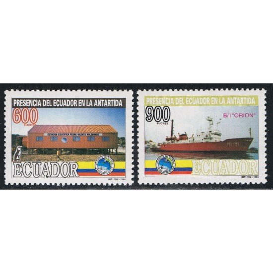 Ecuador 1305/06 1994 Presencia Antártida Fauna Pingüino penguin Barco ship MNH Ecuador 1305/06 1994 Presencia Antártida Fauna Pingüino penguin Barco ship MNH