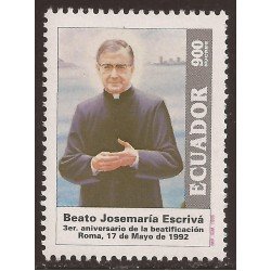 Ecuador 1321 1995 Tercer aniv. Beatificación Josémaría Escrivá Religion MNH Ecuador 1321 1995 Tercer aniv. Beatificación Josémaría Escrivá Religion MNH