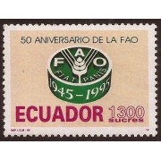 Ecuador 1337A 1995 50 Aniversario FAO trigo wheat MNH 