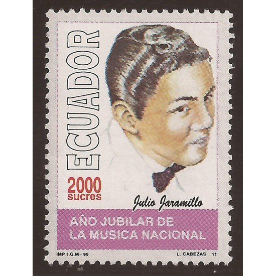 Ecuador 1338 1996 Año Jubilar Música Music  Julio Jaramillo MNH