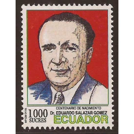 Ecuador 1370 1996 Cº Nacimiento Dr. Eduardo Salazar Gómez medicina MNH Ecuador 1370 1996 Cº Nacimiento Dr. Eduardo Salazar Gómez medicina MNH