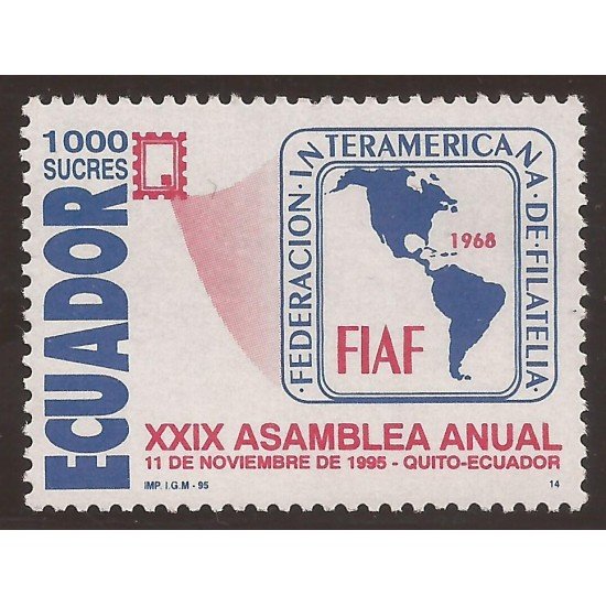 Ecuador 1378 1996 29 Asamblea Interamericana Filatelia MNH Ecuador 1378 1996 29 Asamblea Interamericana Filatelia MNH
