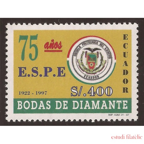 Ecuador 1382 1997 75 Aniversario ESPE  Boda Diamantes MNH 