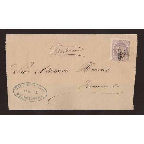 España Envuelta Nº 106a Barcelona Correo interior VARIEDAD RARA