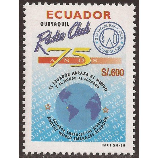 Ecuador 1424 1998 75 Aniversario Radio Club Guayaquil MNH Ecuador 1424 1998 75 Aniversario Radio Club Guayaquil MNH