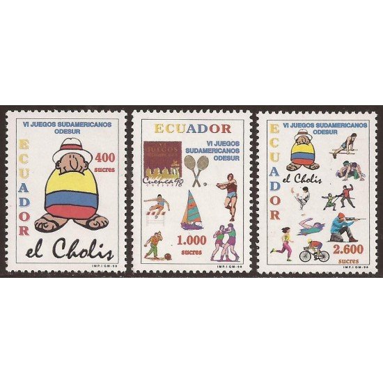 Ecaudor 1425/27 1998 6 Juegos Sudamericanos Fútbol Football Tenis Judo Boxeo MNH Ecaudor 1425/27 1998 6 Juegos Sudamericanos Fútbol Football Tenis Judo Boxeo MNH