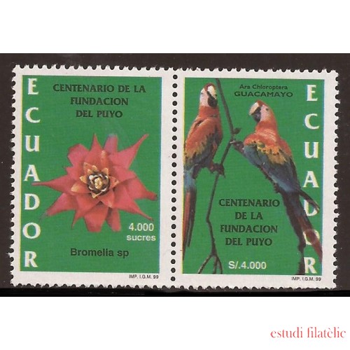 Ecuador 1440/41 1999 Cº Fundación Puyo Pájaro Bird Guacamayo MNH 