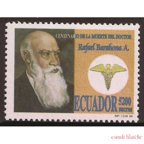 Ecuador 1442 Centº  Muerte Dr. Rafael Barahona MNH 