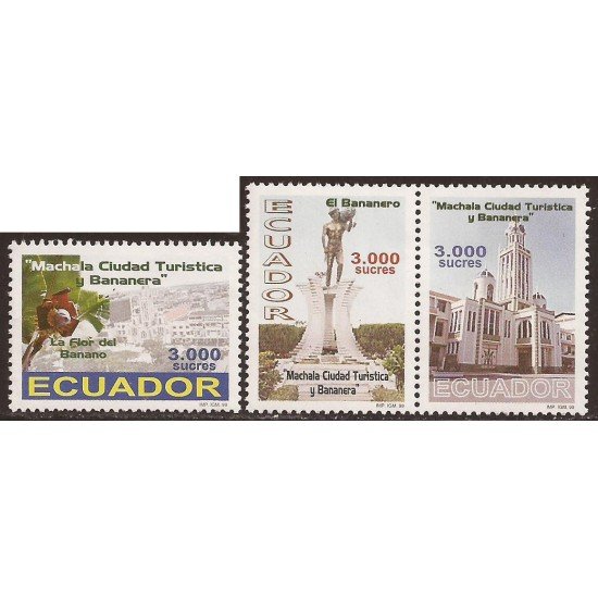Ecuador 1475/77 1999 Machala Ciudad turística y Bananera MNH Ecuador 1475/77 1999 Machala Ciudad turística y Bananera MNH