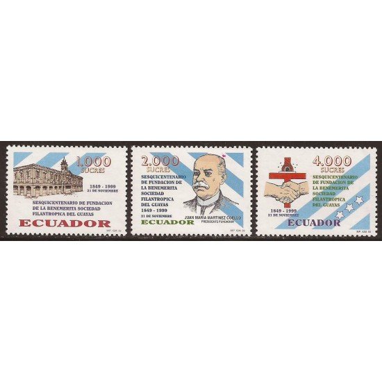 Ecuador 1479/81 1999 150 Aniv. Sociedad filatélica de Guayas MNH Ecuador 1479/81 1999 150 Aniv. Sociedad filatélica de Guayas MNH